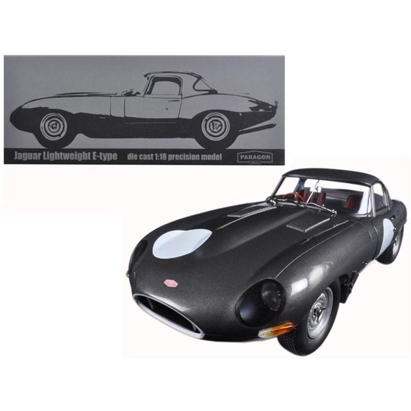 Paragon 1 isto 18 Jaguar Lightweight E-Type Continuation Gunmetal Diecast Model Car 98371